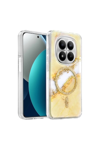 Onegif Xiaomi Redmi Note 15 4g Uyumlu Lotus Simli Magsafe Kapak - Gümüş Çok Renkli