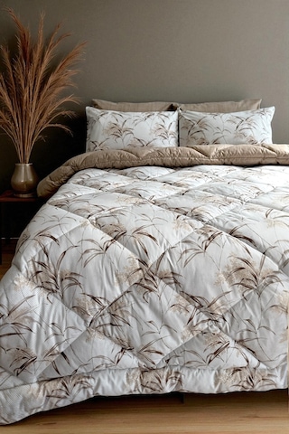 Alla Turca Çift Kişilik 4 Yastık Kılıflı Lastikli Çarşaflı Çift Taraflı Desenli Uyku Seti-natura Sütlü Kahve Sütlü Kahve