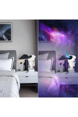 Uzaktan Kumandalı Ve Zamanlayıcılı Farklı Renk Işık Modlu Astronot Projektör Gece Lambası Diğer