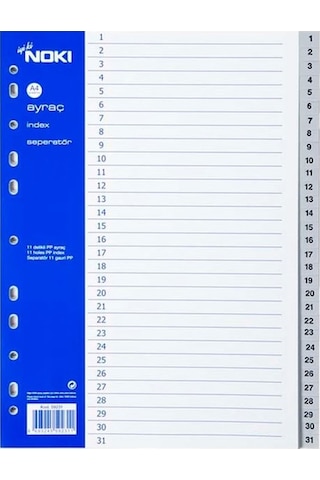 Noki 59231 Seperatör Ayraç 1-31 Rakam 6 Adet