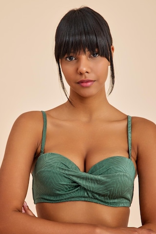 Bali Yeşil Balenli Dolgulu Straplez Push-up Bikini Üst Yeşil