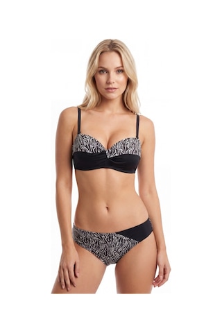 Nbb Bayan Zebra Desenli Straplez Bikini Mayo 51651 Siyah