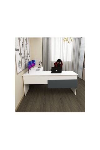 Sell L Çalışma Ofis Gaming Oyuncu Masası Beyaz - Antrasit Beyaz - Antrasit