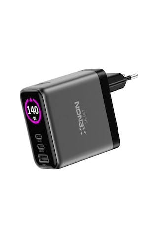 Xenon Smart Hızlı Şarj Adaptörü 140w Gan, 2x Usb-c & Usb-a Çıkışı, Pd Pps, Dijital Ekran X6415