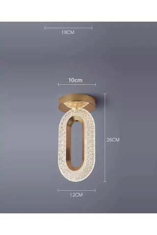 Alfa Kristal Ledli Avize Tavana Sıfır Gold Sarı Gövde 3 Renk Modu Gold