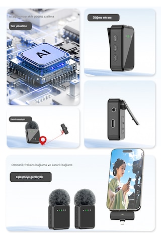 Kablosuz Tüylü Yaka Mikrofonu Apple Uyumlu iPhone Type-c Pc Tablet Video Kayıt Vlog Mikrofon Lightning Usb-c Çıkış