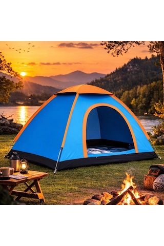 3 Kişilik Yarı Otomatik Kurulum Kamp Çadırı Suya Dayanıklı, Taşıma Çantalı Outdoor Aile Çadırı, Pi Çok Renkli