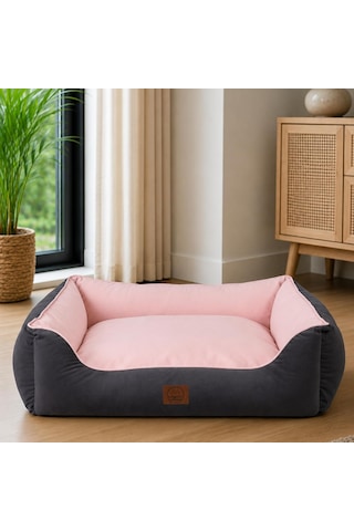 Lucy Köpek Yatağı 40 55 18 Cm Gri Pembe - Yüksek Kaliteli Pet Minderi, Yumuşak Ve Dayanıklı Kumaş, 30 C Y