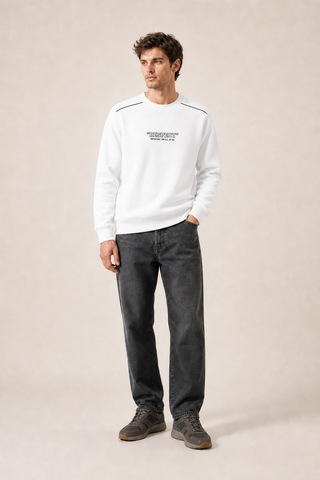Redline Respect Bisiklet Yaka Regular Fit Kışlık Sweatshirt Beyaz