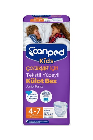 Canped Kids Çoçuklar İçin Külot Bez Tekstil Yüzeyli 4-7 Yaş 8 x 9'lu