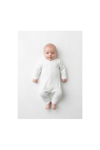 Gülerçocuk Unisex Bebek Çıtçıtlı Düz Beyaz Uzun Kollu Pamuklu Bebek Tulum Yenidoğan Beyaz Beyaz