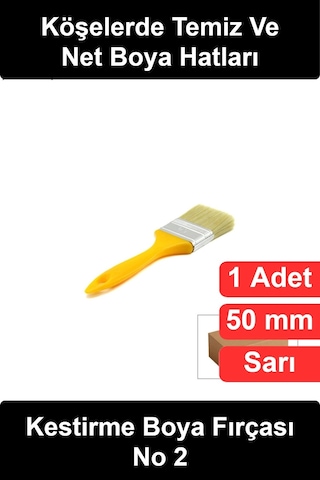 Boyafırçası Kestirme Boya Fırçası 50 Mm No 2 Sarı Saplı Ergonomik Profesyonel Boyacı Duvar Tavan Kö