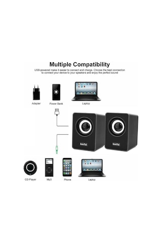 N7 Bilgisayar Hoparlörü Pc Laptop Usb Speaker 1+1 Ses Sistemi