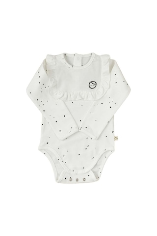 Uzun Kollu Fırfırlı Ayarlanabilir Çıtçıtlı Zıbın Cosmos Beyaz Org Beyaz