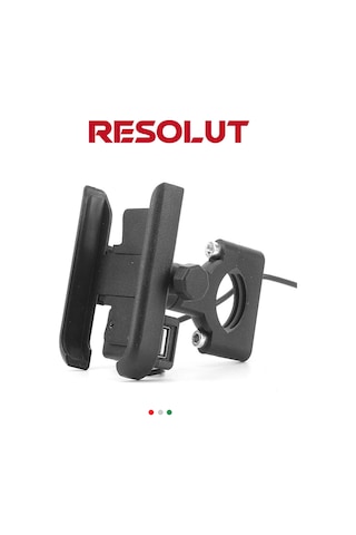 Resolut Motosiklet USB Şarjlı Alüminyum Alaşım Gidon Bağlantılı Telefon Tutucu
