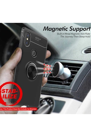 Xiaomi Mi A2 Yüzüklü Manyetik Ravel Kilif Kirilmaz Ekran Koruyucu 514180259