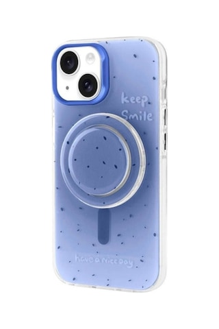 Apple Uyumlu iPhone 14 Kılıf M-safe Şarj Özellikli Tak-çıkar Pop Soketli Zore Tiktok Kapak Mavi