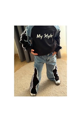 Toikids Kız Çocuk My Style Kot Garnili İkili Takım Siyah