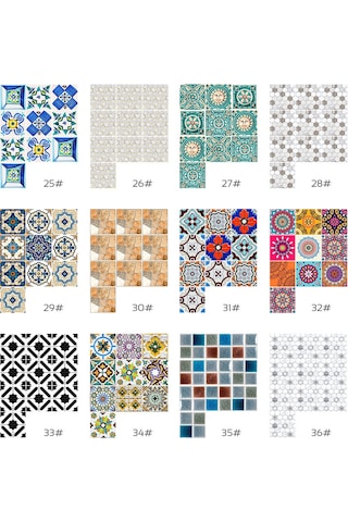 Dianziye Klasik Tarzlı Otomatik Yapışkan Fantezi Çini Sticker 20x20cm 10 Adet - Ev Dekoru İçin Kolay Uygulama Ve Kaldırma Özelliği Diğer