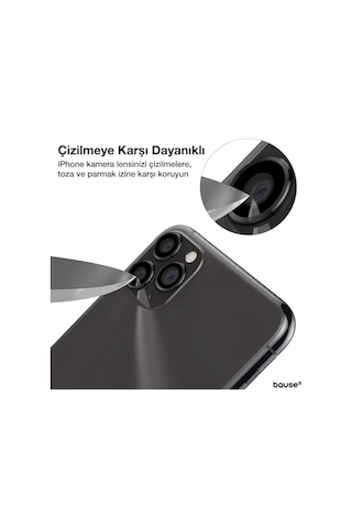 Apple Uyumlu iPhone 14 Pro Max Kamera Koruyucu Lens Mercek Metal Çerçeveli 3lü Set Siyah Black