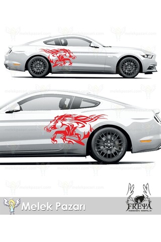 150x75cm-At Araba Arka Çamurluk Sticker, Koşan At Araba Yan Kapı