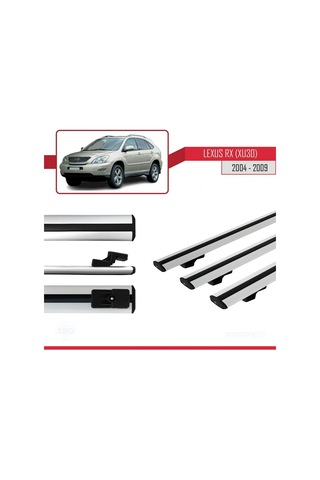 Lexus Rx Xu30 2004-2009 Arası İle Uyumlu Basic Model Ara Atkı Tavan Barı Gri 3 Adet