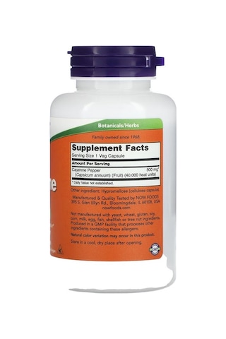 Now Foods Cayene, 500 Mg, 100 Veg Capsules