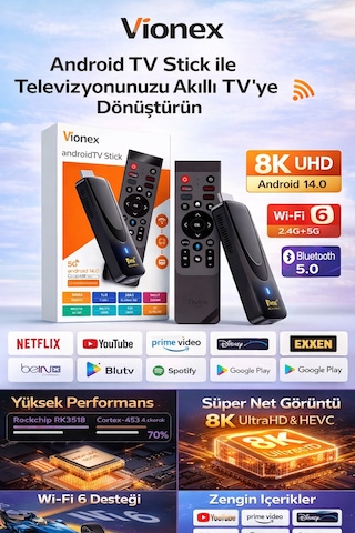 Tv98 Atv Android Tv Stick 2gb Ram 16gb Rom 4k Wifi 5g Bt5.0 Akıllı Tv Çubuğu