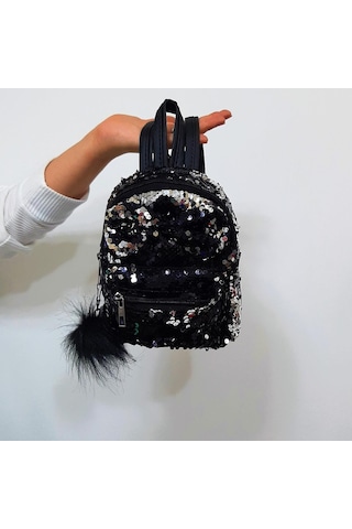 Fiyra Crn Siyah Pullu Kız Çocuk Sırt Çantası 16cmx20cmx10cm Siyah