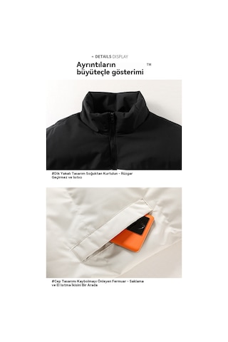 Erkek Dış Mekan Şişme Mont Sıcak Şişme Ceket Mavi