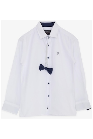 Breeze Erkek Çocuk Gömlek Papyonlu 8-12 Yaş, Beyaz Beyaz