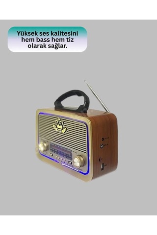 Ahşap Nostaljik Radyo Bluetooth Usb Sd Kart Destekli 89307367