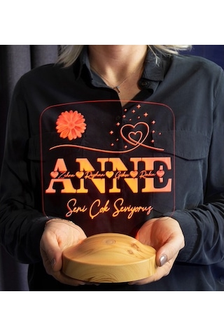 Anneler Günü Hediyesi, Kişiye Özel Anneye Hediye Kare Led Lamba