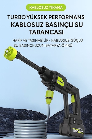 Taşınabilir Sulama Ve Temizlik Seti - Şarjlı Yüksek Basınçlı Oto Yıkama Tabancası - Sulama Tabancası 1