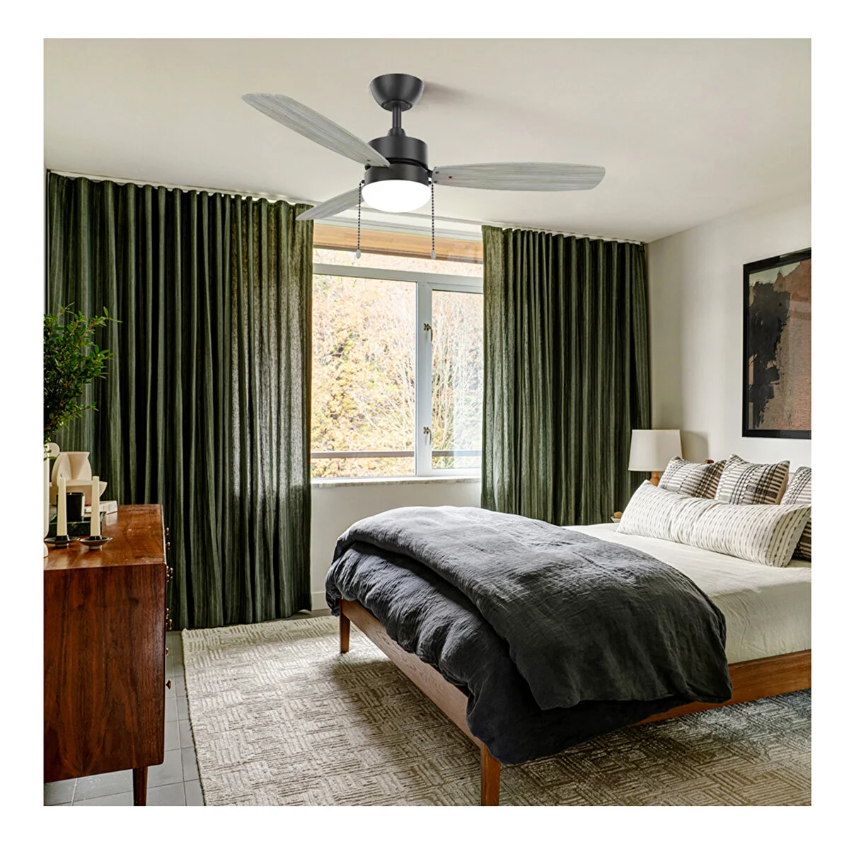 3 Kanatlı Led Siyah 111cm Tavan Vantilatörü