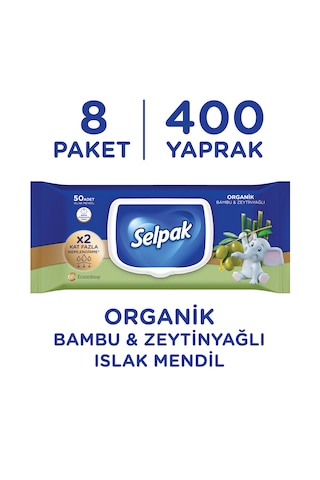 Selpak Organik Bambu Özlü&Organik Zeytinyağlı Islak Mendil 8'li