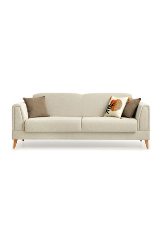 Gürün Ahşap Ayaklı Beyaz 3 Lü Kanepe Beyaz