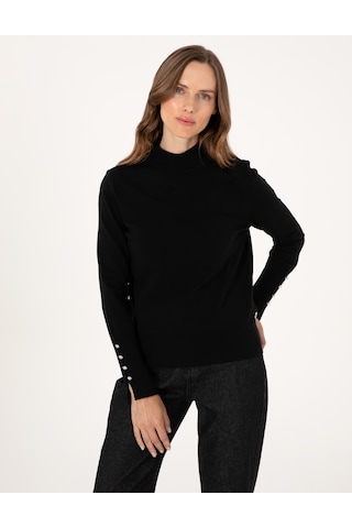 Pierre Cardin Siyah Slim Fit Yarım Balıkçı Basic Kazak 50310887-vr046