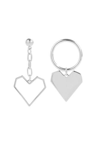 E2112-10 Beyaz K Asimetrik Aşk Aşk Gümüş İğne Küpe Basit Küpe