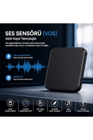 Kingboss Ses Kayıt Cihazı 24 Saat Kayıt 32gb Hafıza Vos