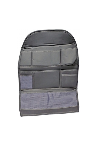 Oto Araç İçi Koltuk Arkası Düzenleyici Organizer Çanta Çok Cepli Uzun Ömürlü Yıkanabilir 66x45 Cm Deri Gri 1 Adet