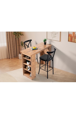 Vista Eylül Bar Raflı Mutfak Masa Takımı 50x120 001