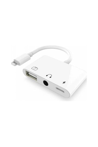 Coofbe 3in1 Lightning Şarj 3.5 MM Kulaklık ve USB Girişli Çoğaltıcı Adaptör