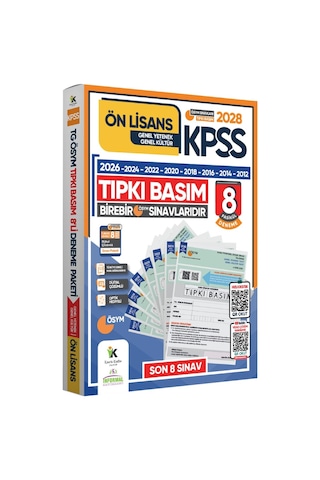2028 KPSS Önlisans ÖSYM Çıkmış Soru Tıpkı Basım 8li Deneme Paketi Türkiye Geneli Dijital Çözümlü