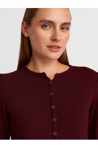 Dilvin 31413 Düğmeli Detaylı Hırka-bordo Bordo