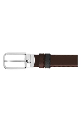Montblanc Sartorial Deri Dikdörtgen Tokalı 30 Mm Çift Taraflı Kem Siyah