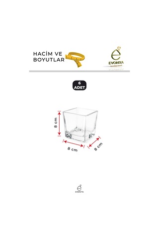 6 Lı Cam Magnolia Kasesi Kare Tatlı Sunum Kasesi Tiramisu Çerezlik Reçellik 400 Cc Şeffaf