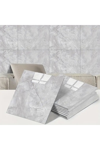 Periboia Gri Mermer Desen Duvar Sticker 30x30 Karışık Renkli