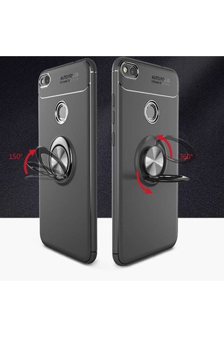 Huawei P9 Lite 2017 Kilif Yüzüklü Tam Korumali Silikon Kapak 418748050