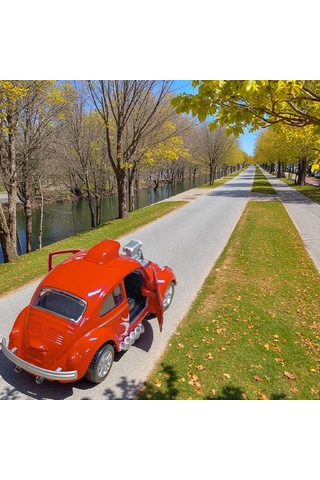 Metal Araba Çek Bırak Vw Bettle Modifiye Kırmızı Sesli Ve Işıklı Diğer